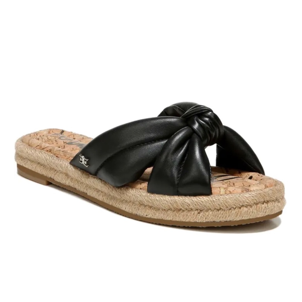 Sam Edelman Abbene Leather Slip On Espadrille Slide Sandals